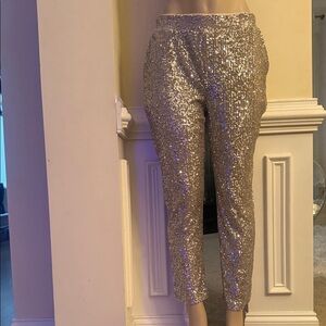 Cable & Gauge Silver Sequin Straight Leg Pants